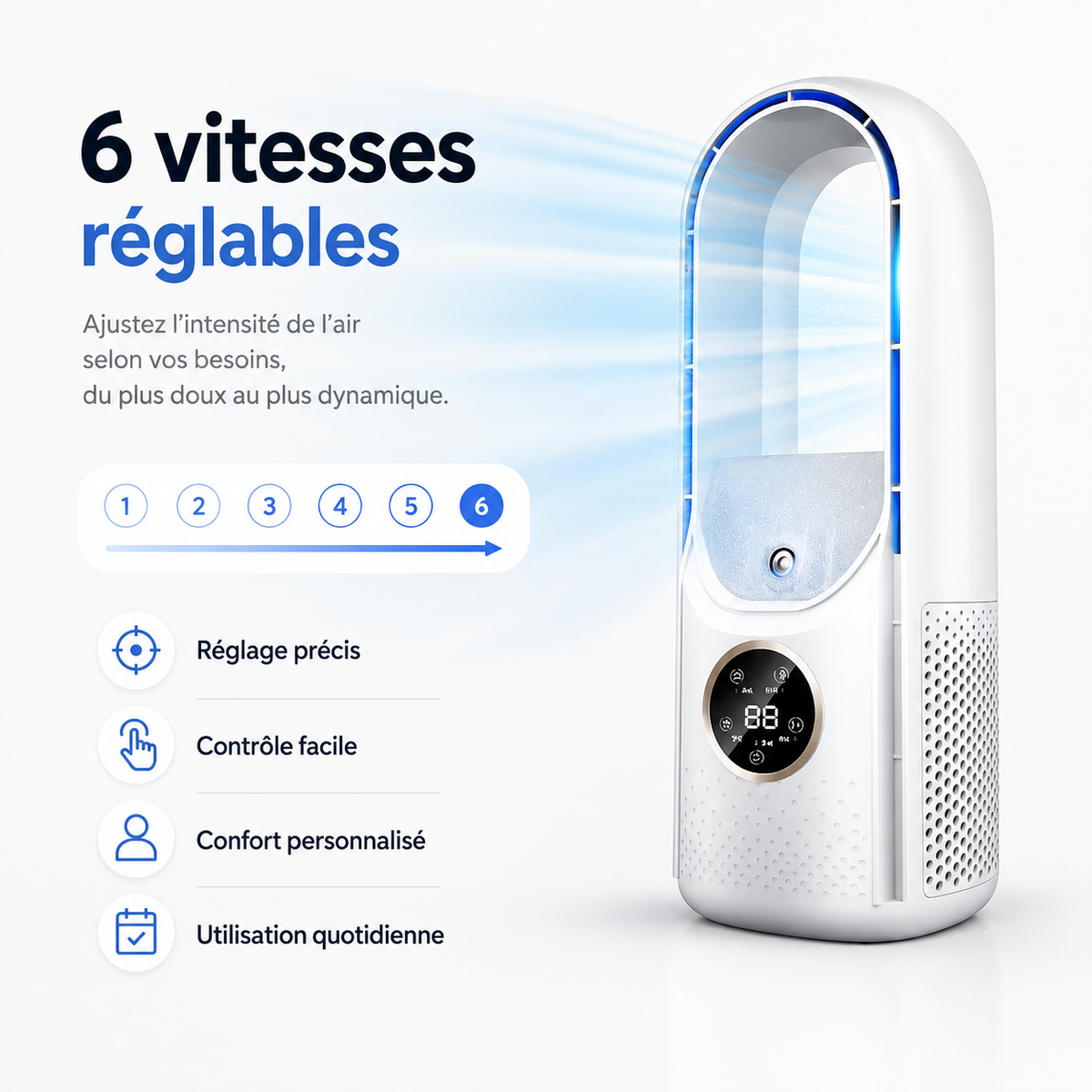 Draagbare Stille Luchtkoeler 700ml Reservoir USB Oplaadbaar 3-in-1 Functie Compacte Verplaatsbare Koeling | Sulvida