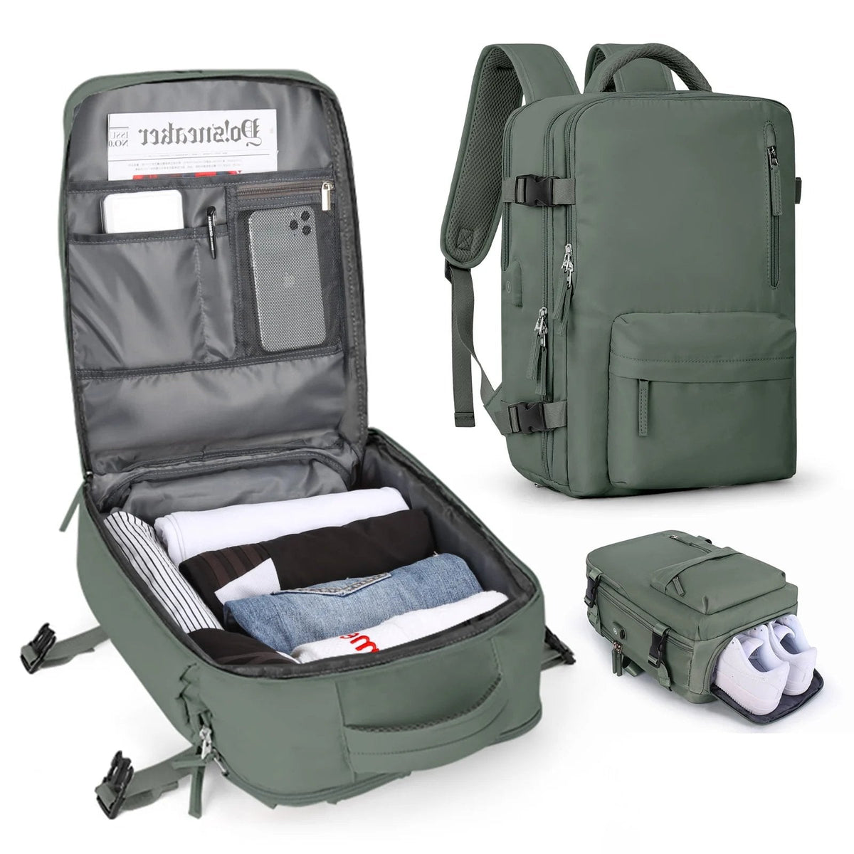 Reisrugzak 35L Multifunctioneel Waterdicht met USB-Poort en Diefstalbeveiliging – Uniseks Reis Wandel Rugtas | Sulvida