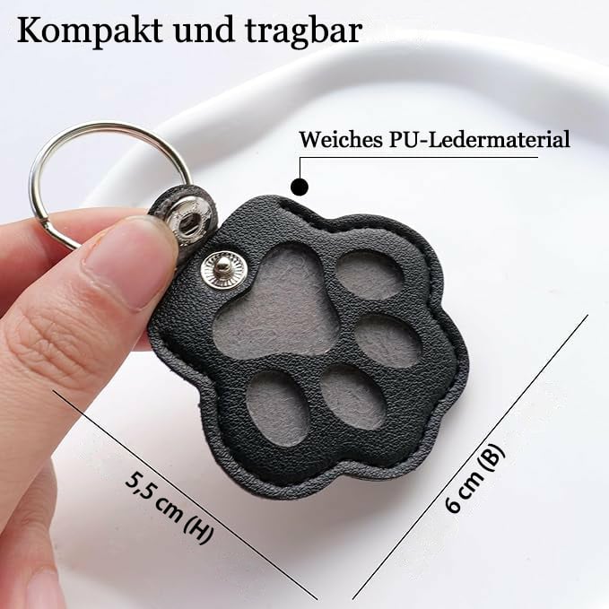 Leren Pootafdruk Sleutelhanger Gedenkhanger Huisdier Herinneringssieraad met Geheim Vakje Zwart Wit Bruin | Sulvida