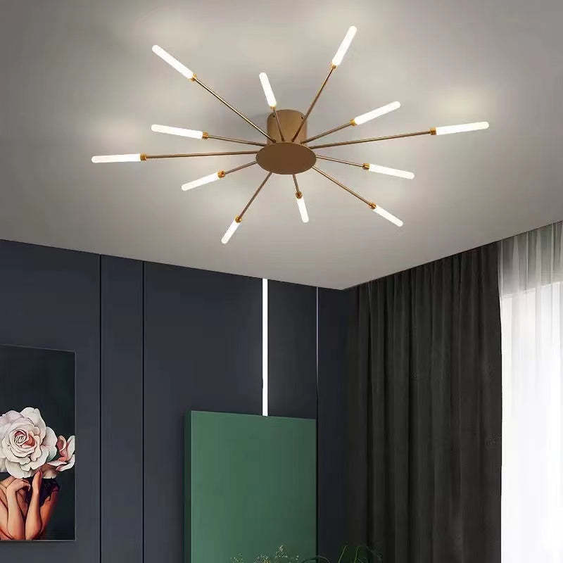 Plafondlamp vuurwerk-design zwart goud LED metaal acryl flush mount woonkamer slaapkamer modern luxe | Sulvida