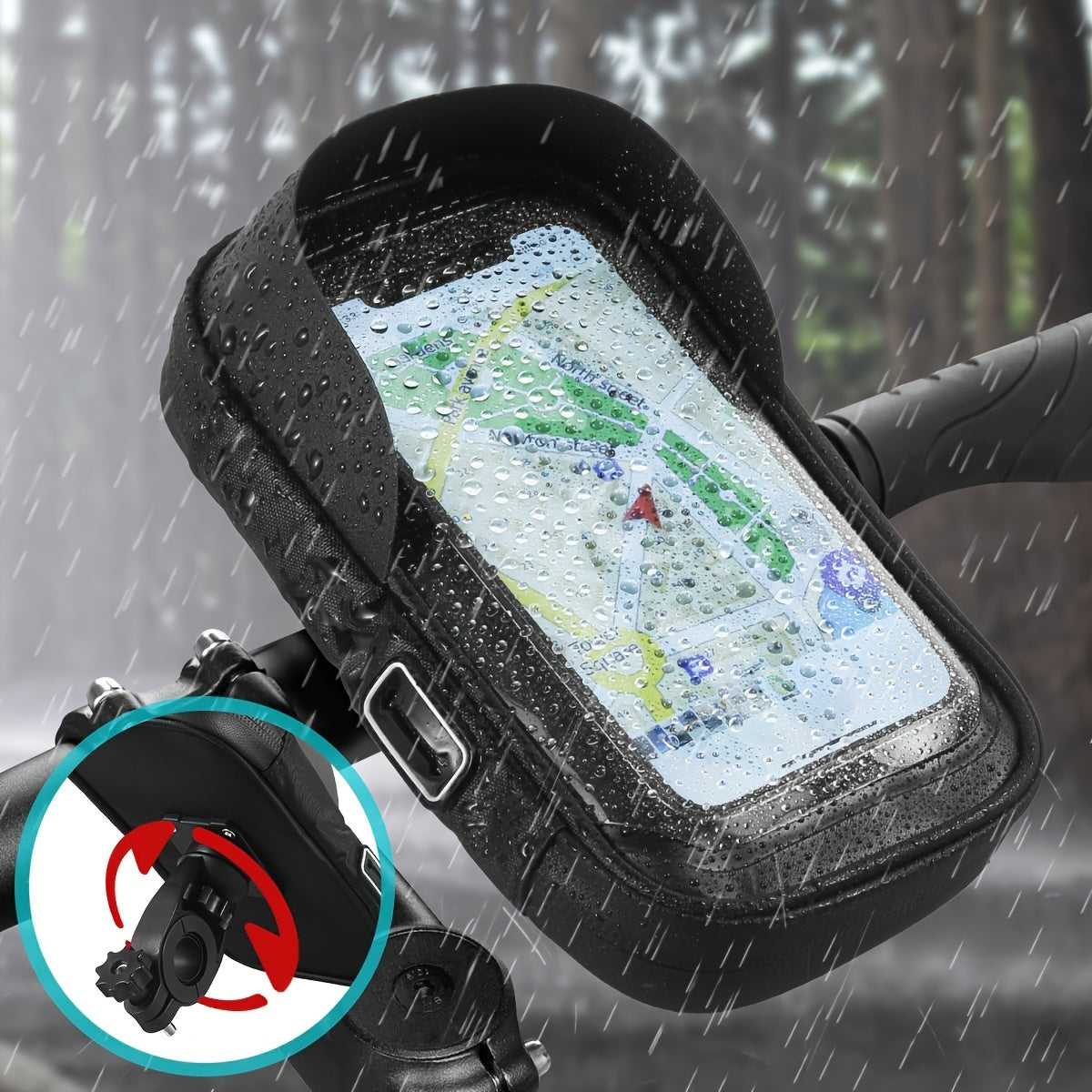 Waterdichte Telefoonhouder voor Fiets en Motor met 360° Draaibare Montage en Transparante Beschermhoes voor Smartphones | Sulvida