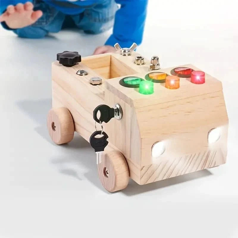 Houten Activiteitenbord met LED-Verlichting voor Fijne Motoriek Logisch Denken Educatief Speelgoed Kinderen | Sulvida