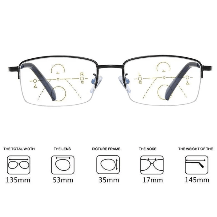 Progressieve Leesbril Titanium Multifocaal Montuur voor Veraf en Dichtbij Zien met Polycarbonaat Lenzen Unisex | Sulvida