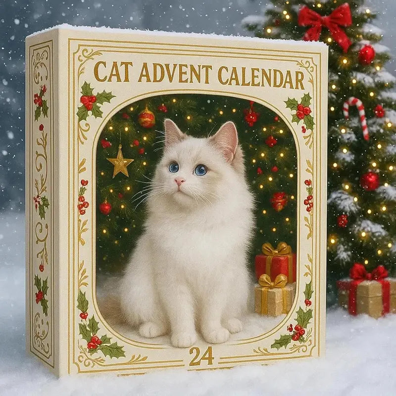 Kerstkalender met 24 Acryl Kattenfiguren – December Aftelkalender Decoratie voor Kattenliefhebbers Thuis | Sulvida