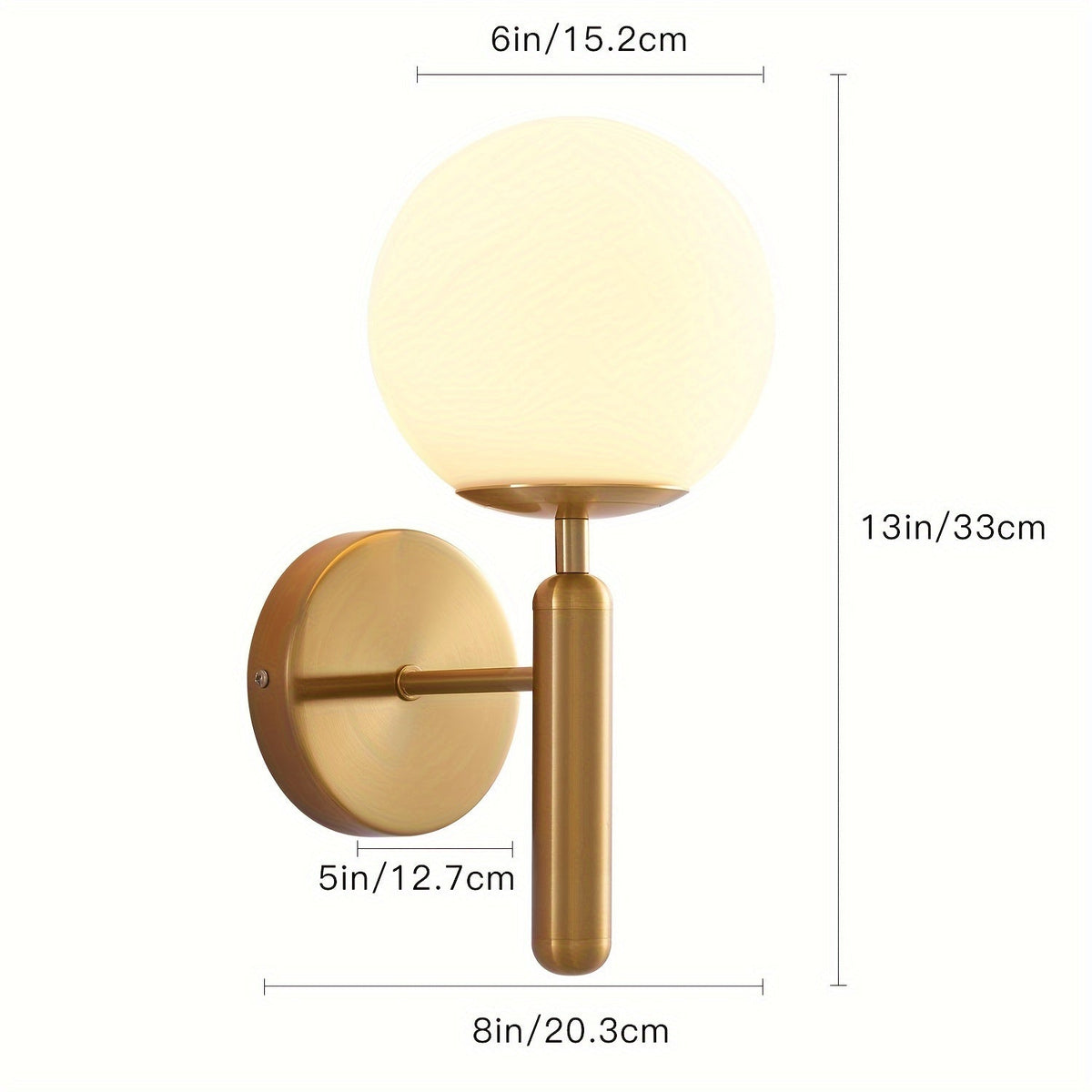 Glazen Wandlamp Sfeervol Licht Metalen Montuur Zwart Goud Slaapkamer Badkamer Hal Woonkamer Wandverlichting | Sulvida