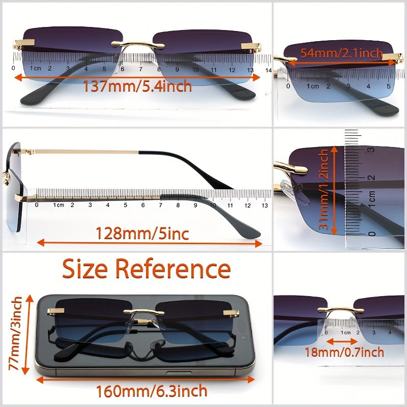 Randloze Zonnebril met Brede Glazen voor Heren – Lichtgewicht Metalen Frame UV-Bescherming Everyday Stijl | Sulvida