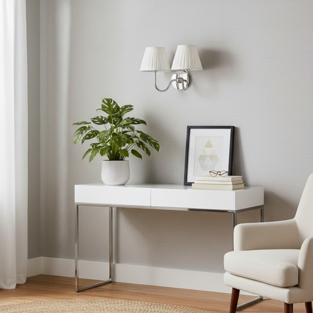 Wandlamp Linnen Kap Messing Armatuur Plissé of Glad Stof E12 Fitting Hardwired Decoratieve Verlichting | Sulvida