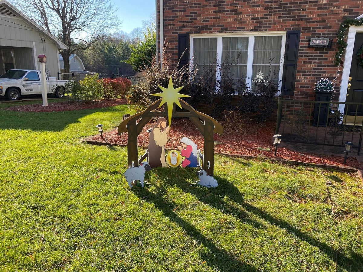 Decoratieve Kerststal Weerbestendig Kunststof voor Tuin Buiten Buitendecoratie Kerstsfeer Nativity Scene | Sulvida