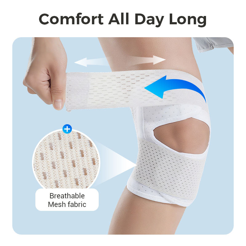 Verstelbare Kniebrace Open Patella Links Rechts Ademend Comfortabel Zwart Wit Compressie Sport Ondersteuning | Sulvida