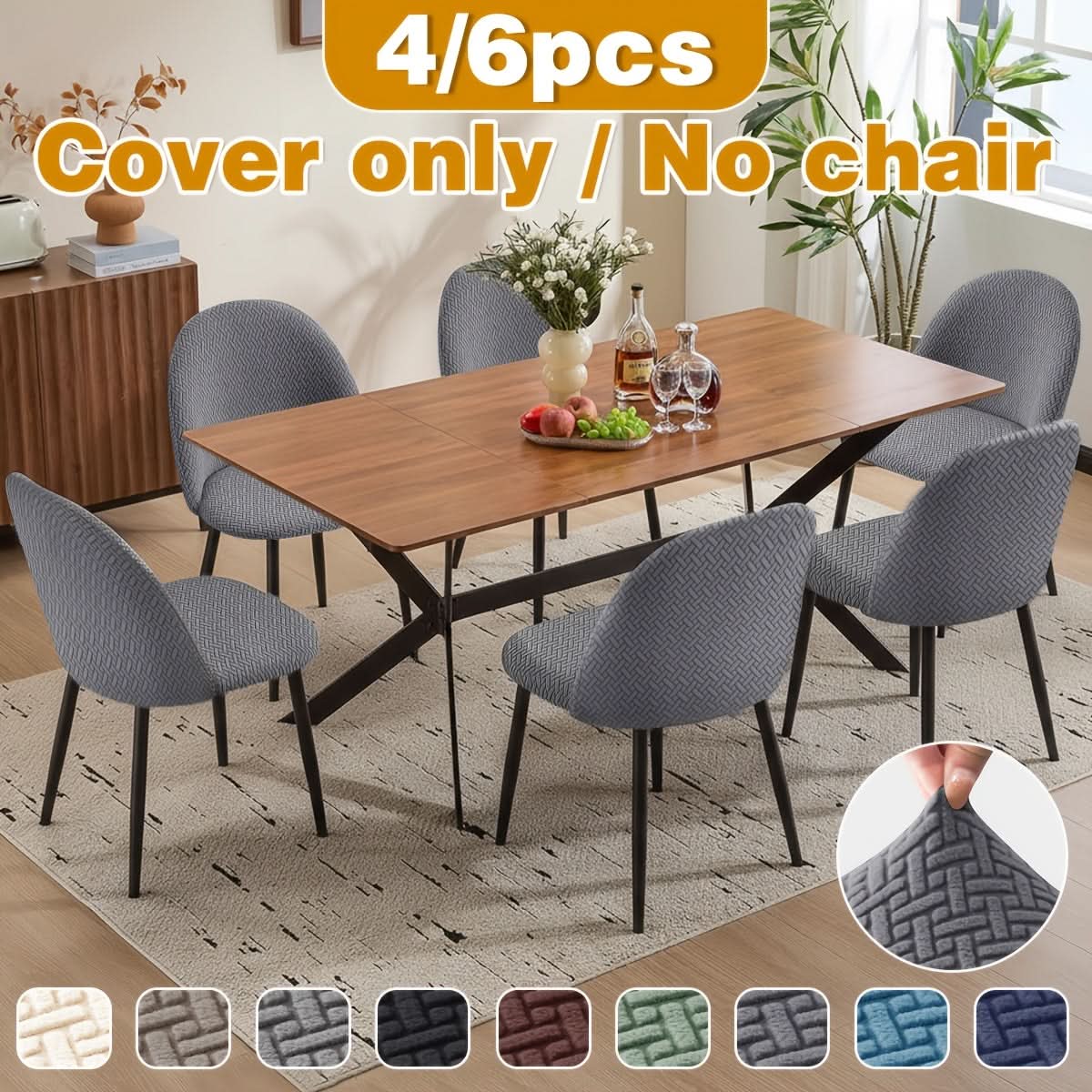 Lot de housses de chaise élastiques extensibles, modernes, unies, pour salle à manger, extensibles et protectrices | Sulvida