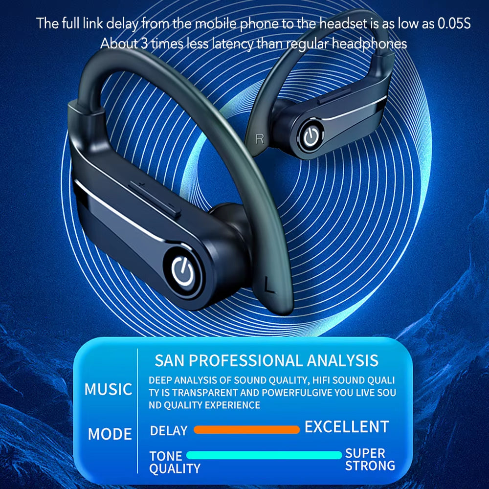 Écouteurs intra-auriculaires sans fil Bluetooth étanches IPX7, casque de sport, autonomie de 200 heures, maintien ferme | Sulvida