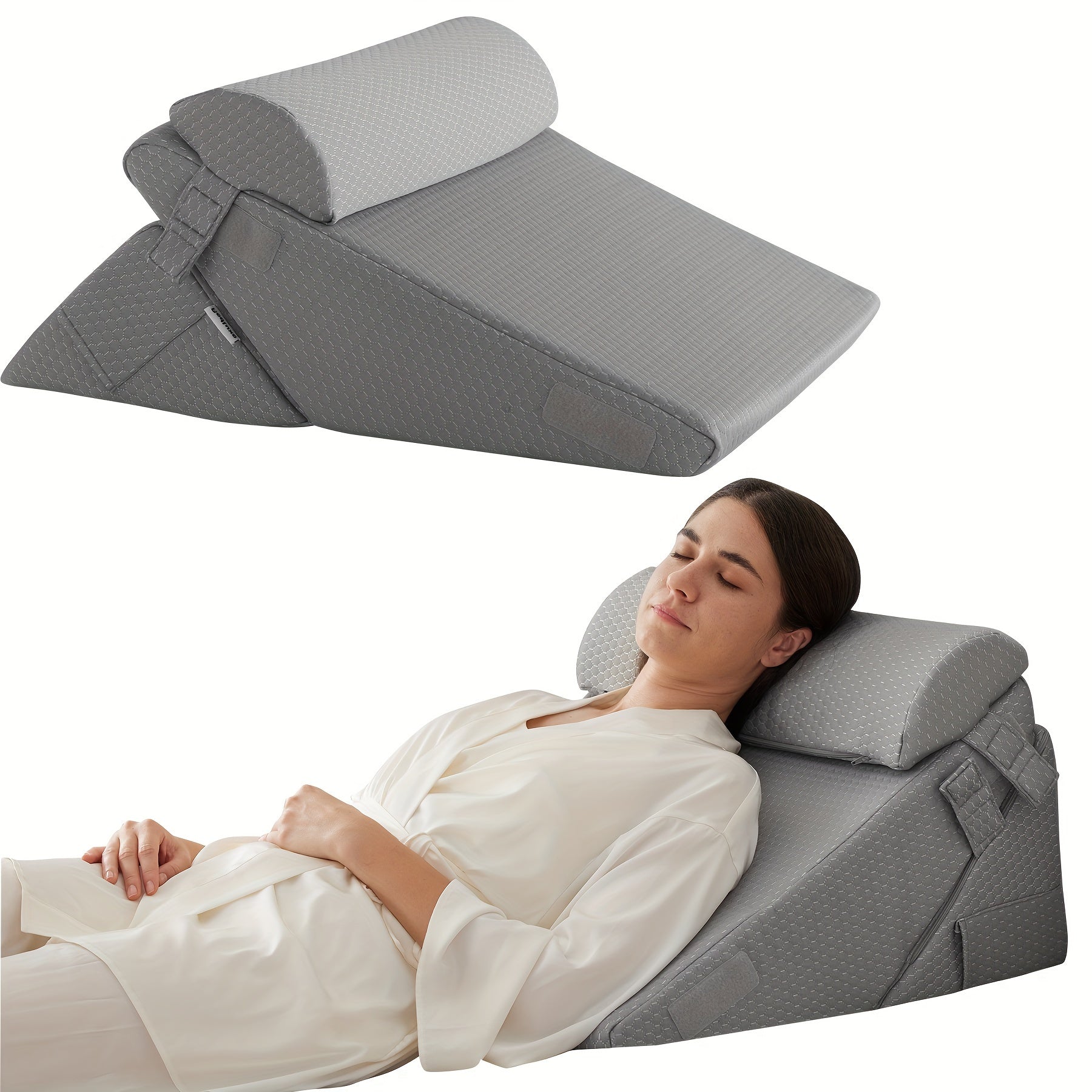 Verstelbaar Bedkussen voor Rugsteun en Benen – Comfortabel Wigkussen met Memory Foam voor Herstel en Ontspanning | Sulvida