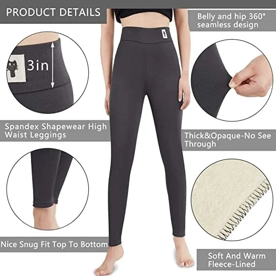Dames Legging Fleecevoering Hoge Taille Zwart Grijs Lichtgrijs Winter Thermobroek Stretch Comfortabel | Sulvida