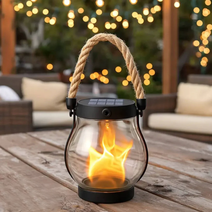 Solar Buitenlantaarn met Flakkerlicht | Dansende Vlam LED Tuinlantaarn Zonne-energie Waterdicht Ophangbaar | Sulvida