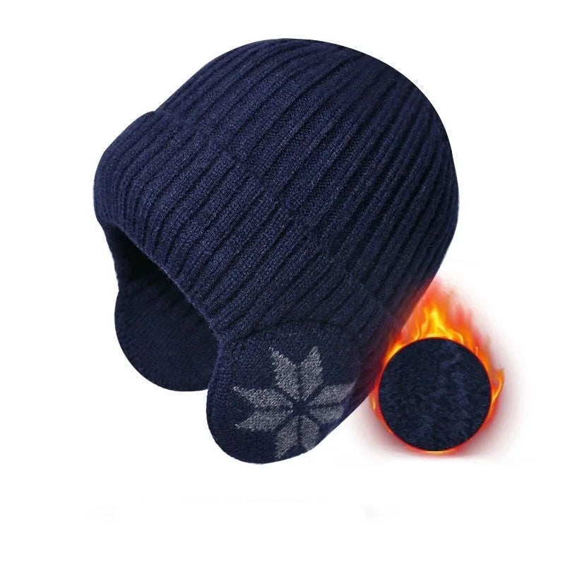 Gebreide Wintermuts met Oorwarmers Unisex Geruit Patroon Zachte Fleece Voering Rekbaar Warm Wintersport | Sulvida