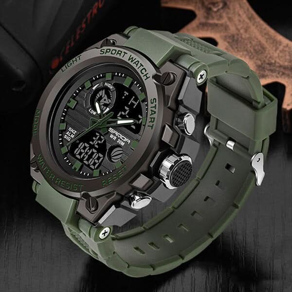 Herenhorloge Militaire Stijl Analoog-Digitaal Display Roestvrij Staal Siliconen Band Sport Polshorloge | Sulvida