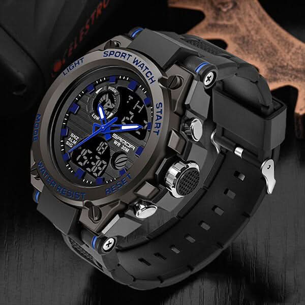 Herenhorloge Militaire Stijl Analoog-Digitaal Display Roestvrij Staal Siliconen Band Sport Polshorloge | Sulvida