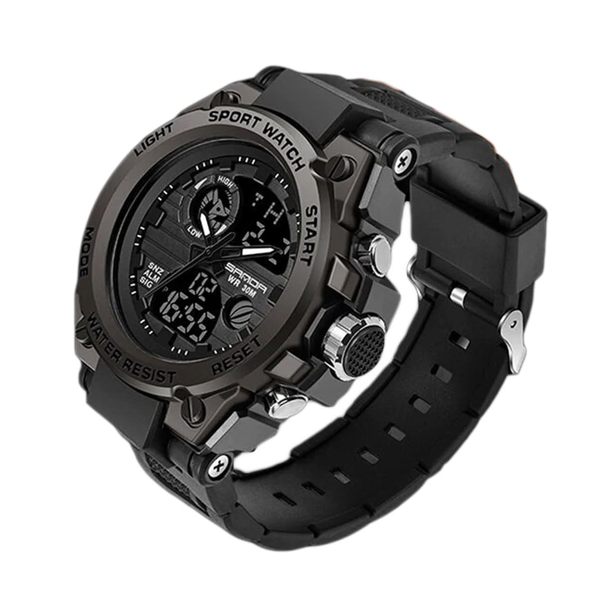 Herenhorloge Militaire Stijl Analoog-Digitaal Display Roestvrij Staal Siliconen Band Sport Polshorloge | Sulvida