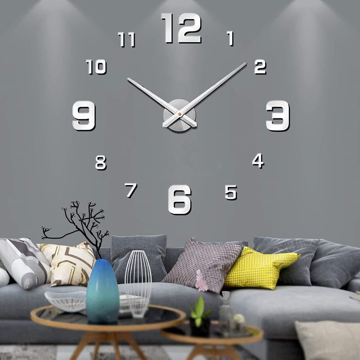 Oversized wandklok metaal zwart zilver goud modern design stil uurwerk woonkamer kantoor decoratie interieur | Sulvida
