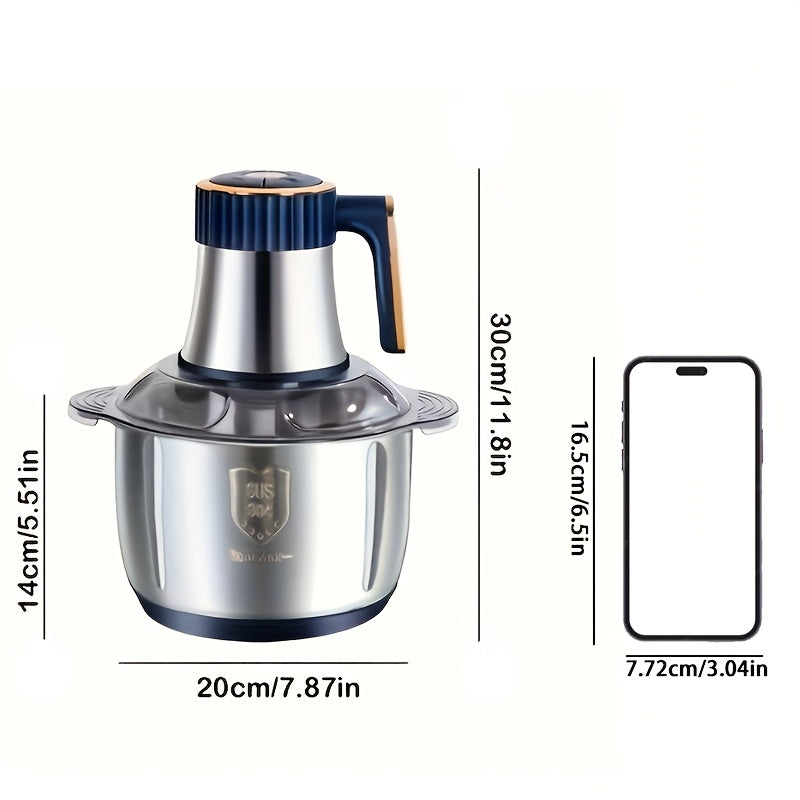 Elektrische Groentesnijder RVS 5L 5000 RPM Multifunctionele Foodprocessor Keukenhulp met Blauwe Greep | Sulvida