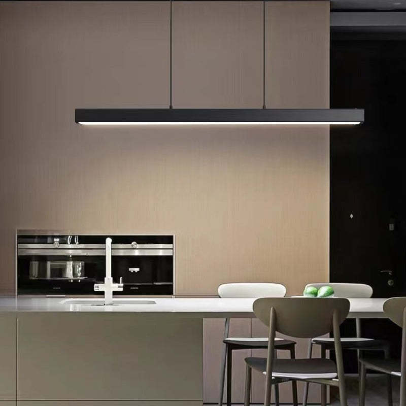 Moderne LED Hanglamp Lineair Design Zwart Bruin Dimbaar Eettafel Woonkamer Metaal Acryl 80-150cm Eetkamer | Sulvida