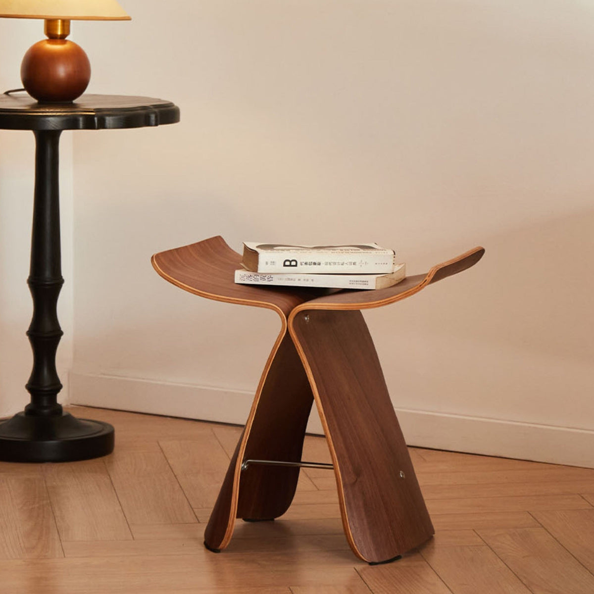 Houten Vlinderkruk Massief Hout – Vintage Zitbank Woonkamer Entree Slaapkamer Decoratief Design Krukje | Sulvida
