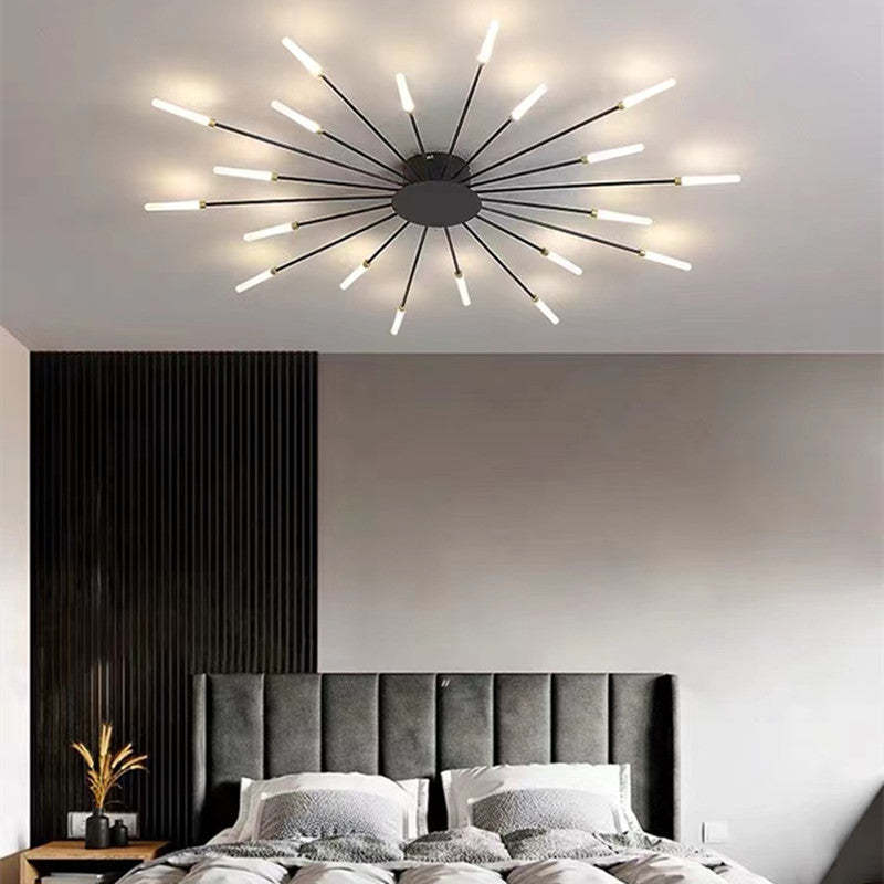 Plafondlamp vuurwerk-design zwart goud LED metaal acryl flush mount woonkamer slaapkamer modern luxe | Sulvida