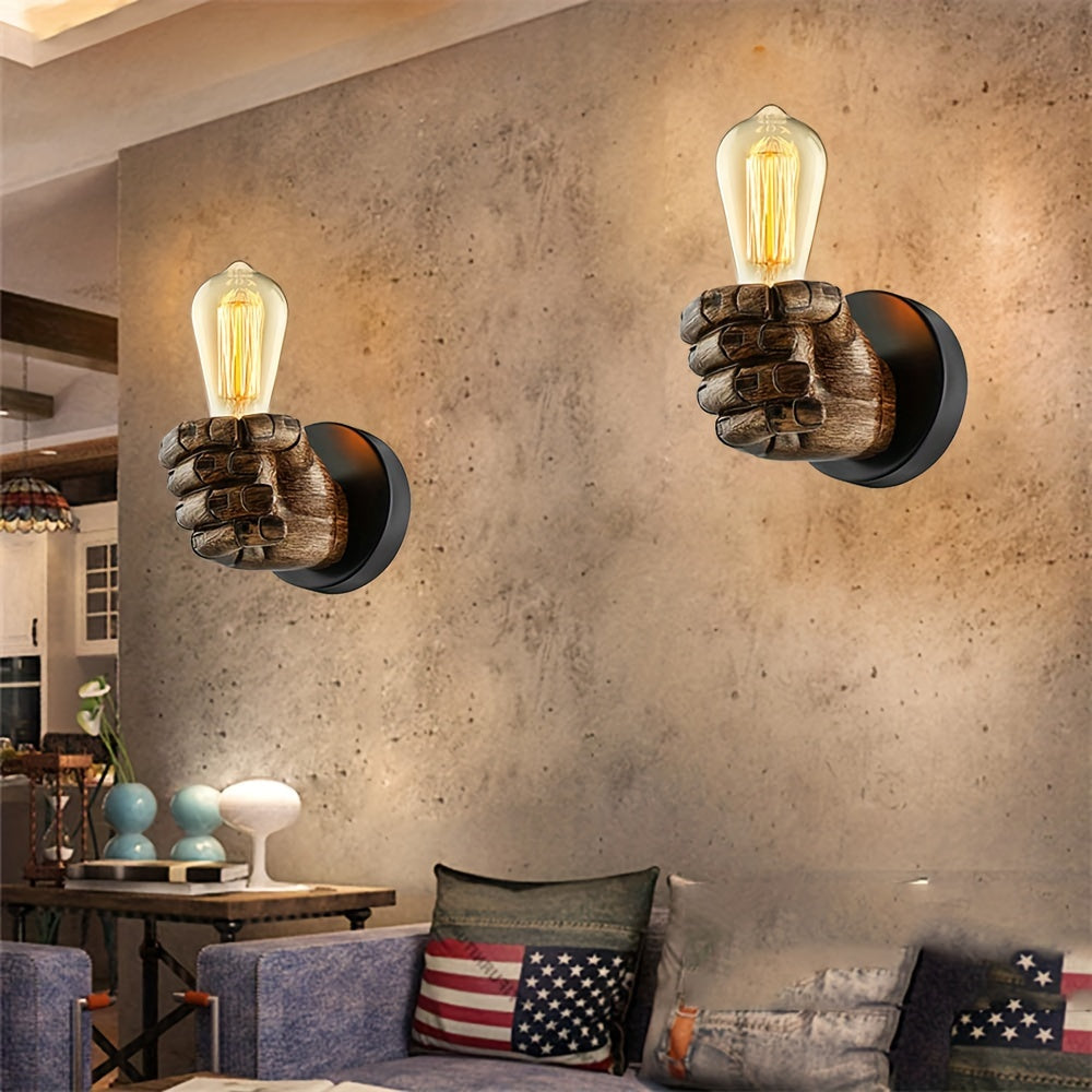 Wandlamp Hand Sculptuur Industrieel Hars Zwart E26 Fitting Decoratieve Verlichting Vintage Stijl Wandverlichting | Sulvida