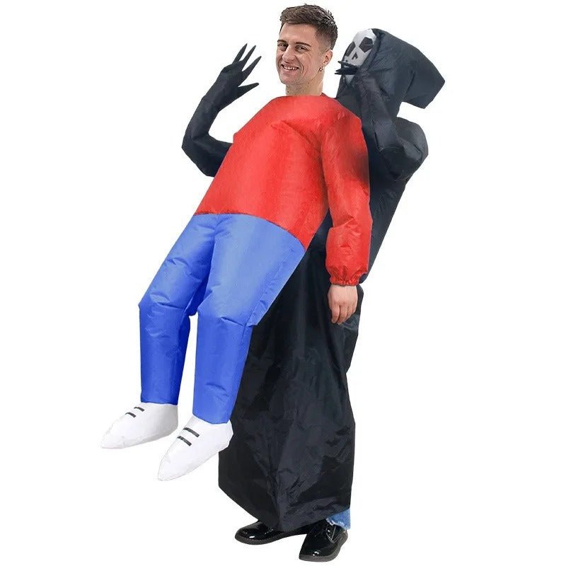 Opblaasbaar Magere Hein Kostuum met Masker voor Volwassenen Halloween Themafeest Verkleedkleding Carnaval | Sulvida