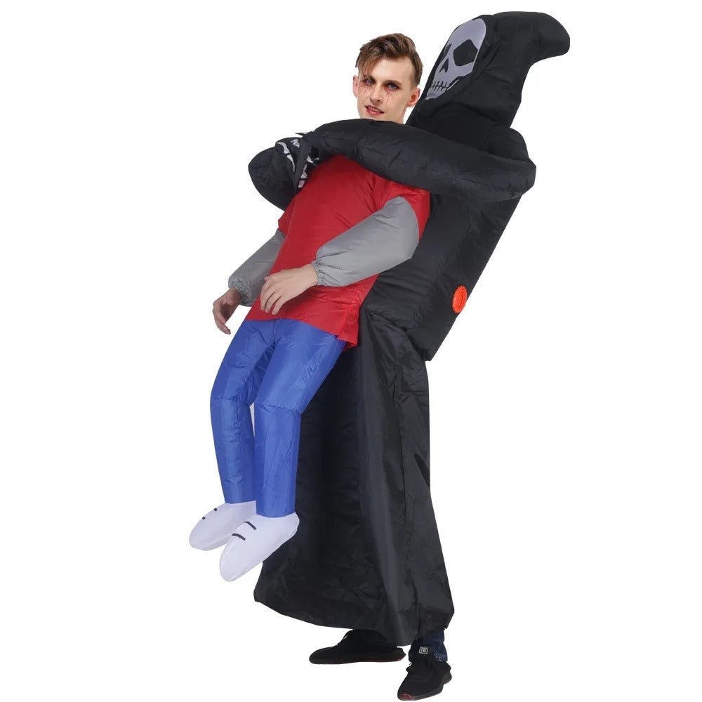 Opblaasbaar Magere Hein Kostuum met Masker voor Volwassenen Halloween Themafeest Verkleedkleding Carnaval | Sulvida