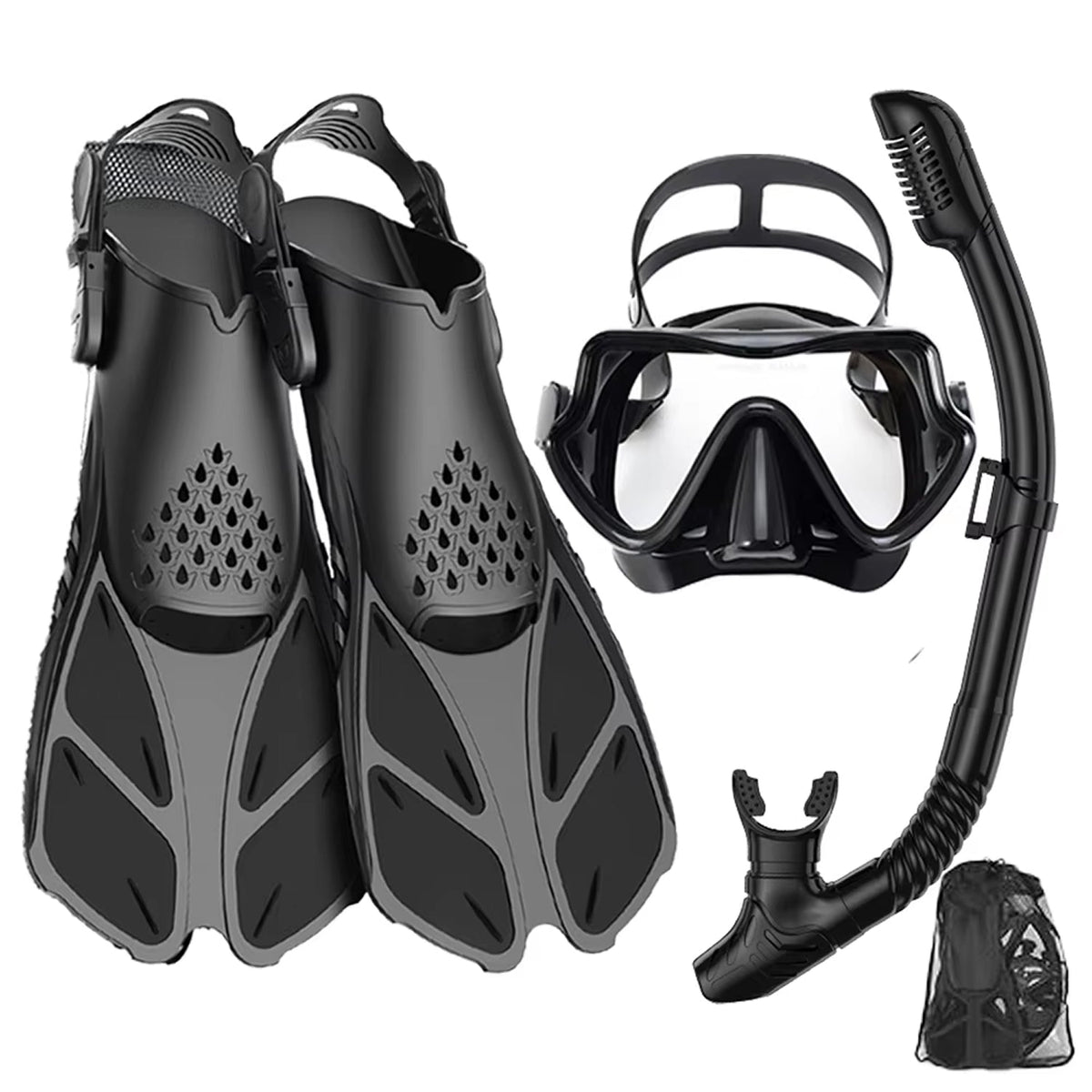 Set de plongée avec tuba, palmes, masque et tuba pour adultes – Vue panoramique et tuba à embout sec – Natation | Sulvida