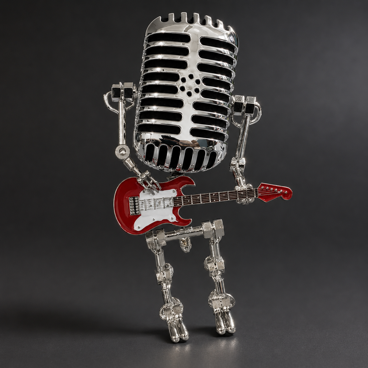 Metalen Tafellamp Robot met Gitaar – Dimbaar Design voor Bureau of Nachtkastje – Speelse Sfeerverlichting | Sulvida