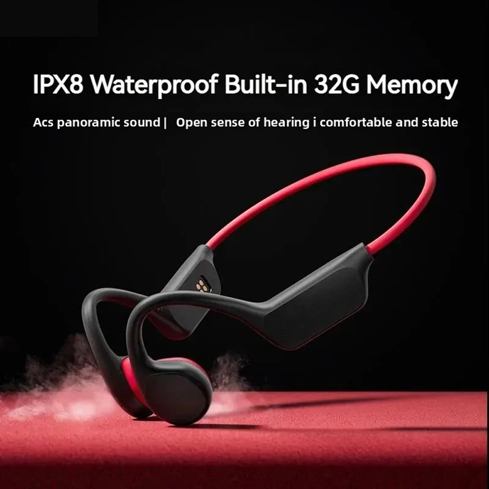 Casque de natation étanche à conduction osseuse, 32 Go, Bluetooth sans fil, MP3, pour la natation, les sports nautiques et la plongée