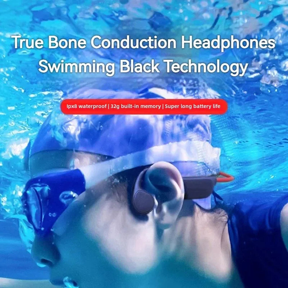 Casque de natation étanche à conduction osseuse, 32 Go, Bluetooth sans fil, MP3, pour la natation, les sports nautiques et la plongée