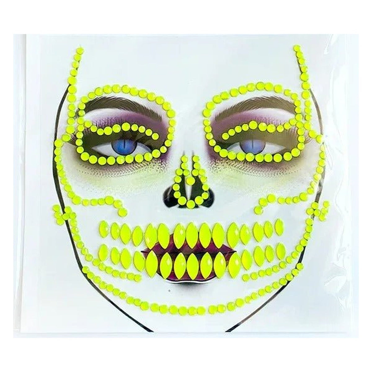 Gezichtsjuwelen Acryl Strass voor Halloween – Zelfklevende Edelsteentjes Gezicht Complete Set Party Make-up | Sulvida