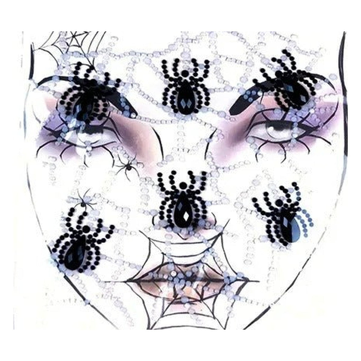 Gezichtsjuwelen Acryl Strass voor Halloween – Zelfklevende Edelsteentjes Gezicht Complete Set Party Make-up | Sulvida