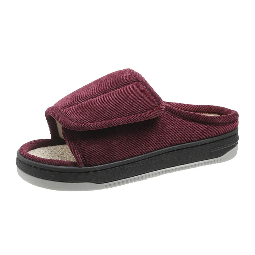 Verstelbare pantoffels voor gezwollen voeten open teen dames heren diabetische slippers extra comfort brede pasvorm | Sulvida