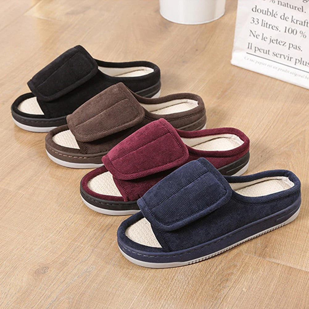 Verstelbare pantoffels voor gezwollen voeten open teen dames heren diabetische slippers extra comfort brede pasvorm | Sulvida