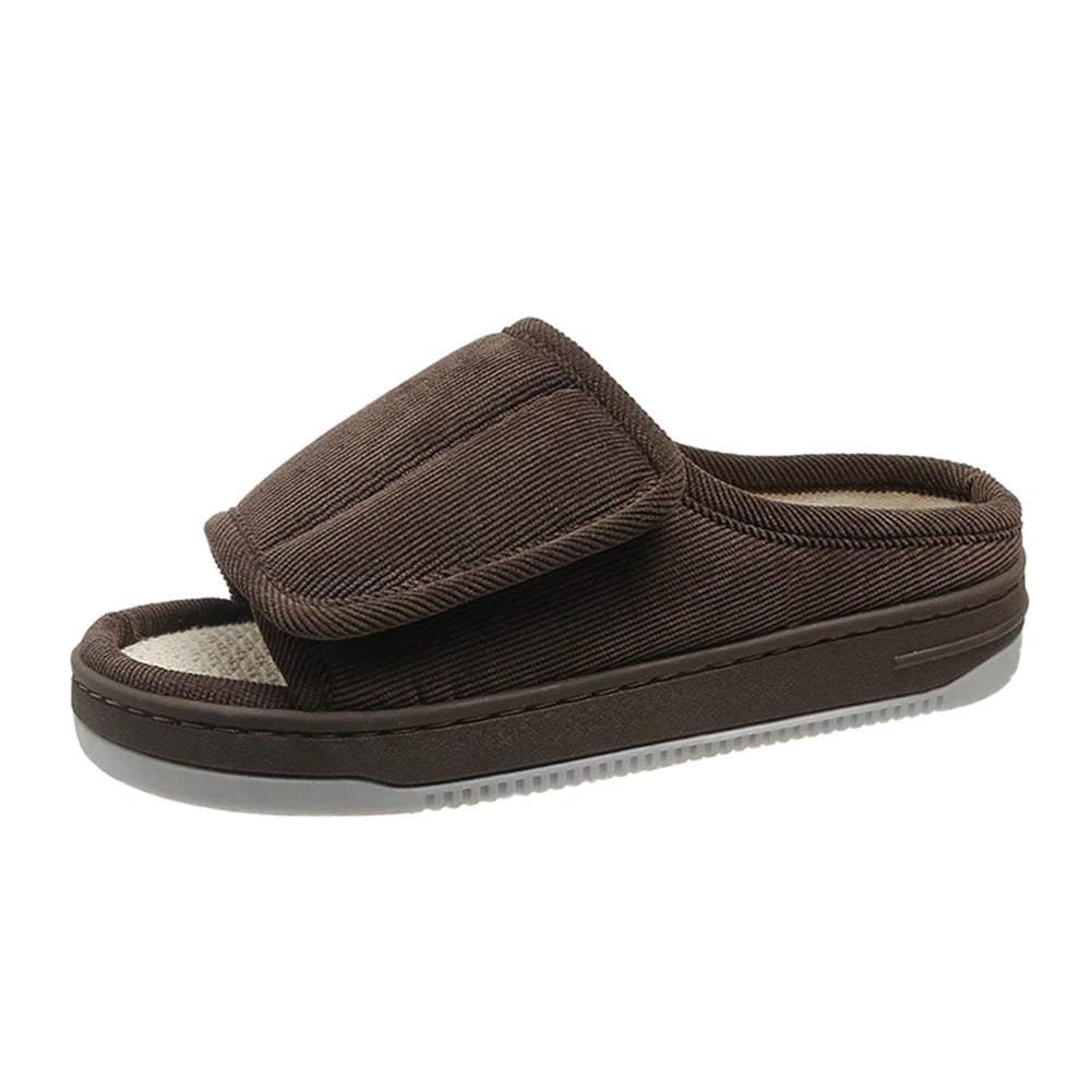 Verstelbare pantoffels voor gezwollen voeten open teen dames heren diabetische slippers extra comfort brede pasvorm | Sulvida