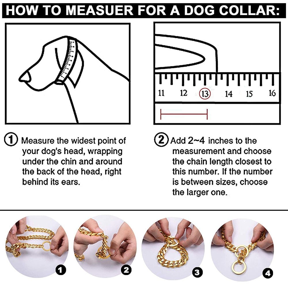 Collier métallique pour chien avec chaîne à maillons robustes, pour le dressage, l’usage quotidien et les promenades, durable | Sulvida