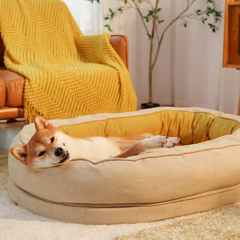 Orthopedische Donut Hondenmand met Hoge Rand Wasbaar Comfortabel Grijs Bruin Groen voor Grote Kleine Honden | Sulvida