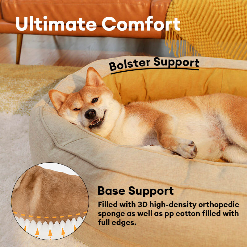 Orthopedische Donut Hondenmand met Hoge Rand Wasbaar Comfortabel Grijs Bruin Groen voor Grote Kleine Honden | Sulvida