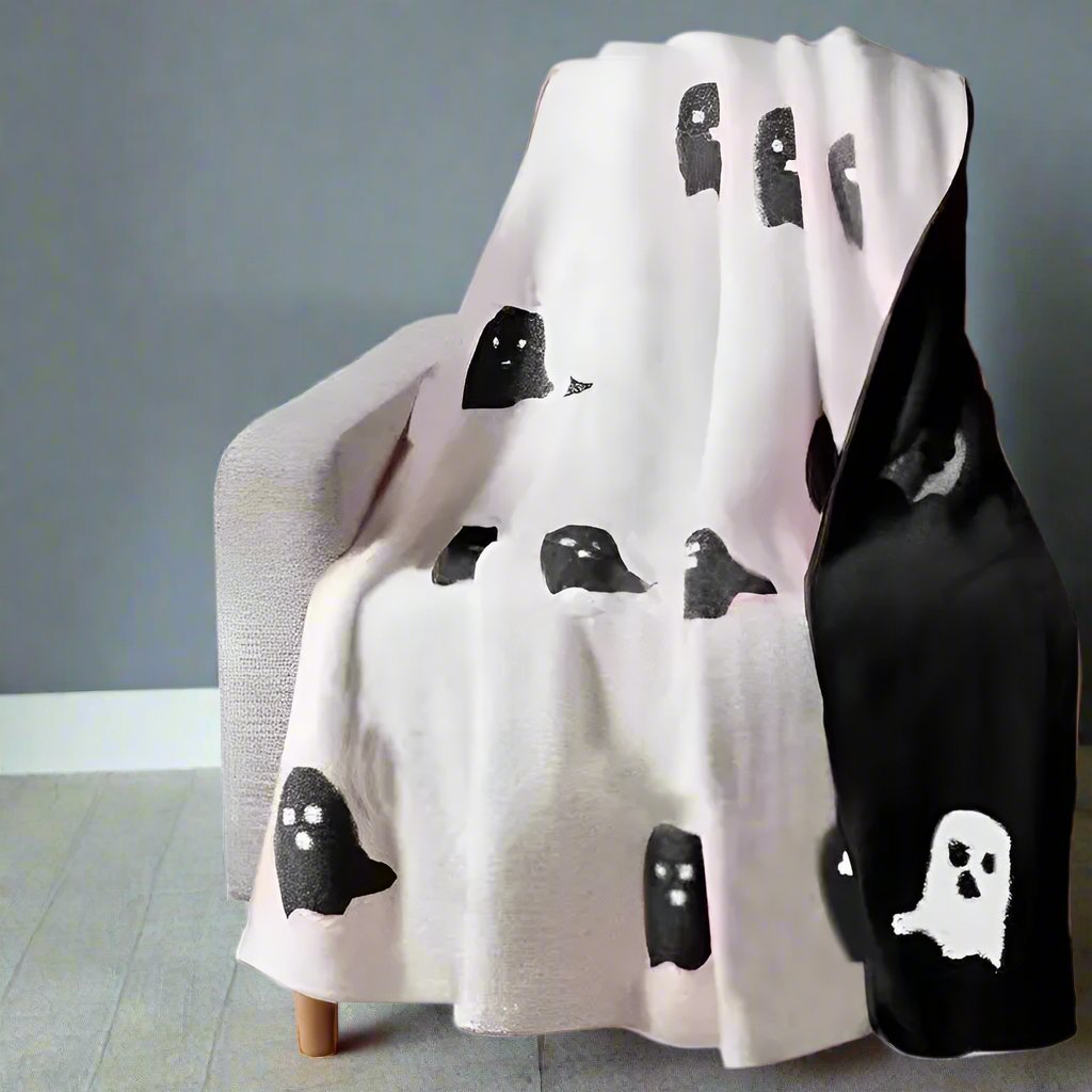 Dubbelzijdige Spookjesdeken Roze Zwart Chenille | Zachte Plaid voor Bank Bed Sofa | Halloween Decoratie | Sulvida
