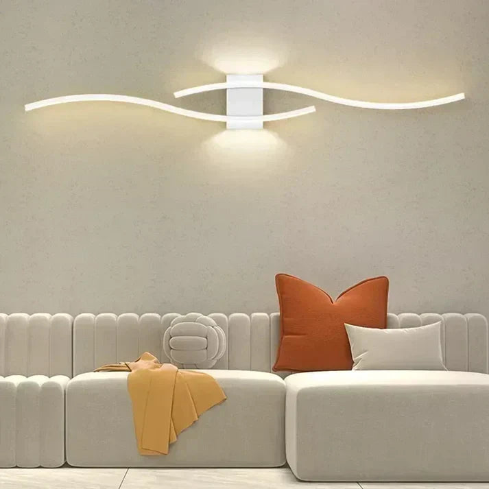 Applique LED en forme de vague, lumière blanc chaud, économe en énergie, design moderne, éclairage d’ambiance pour le salon, la chambre et le bureau | Sulvida