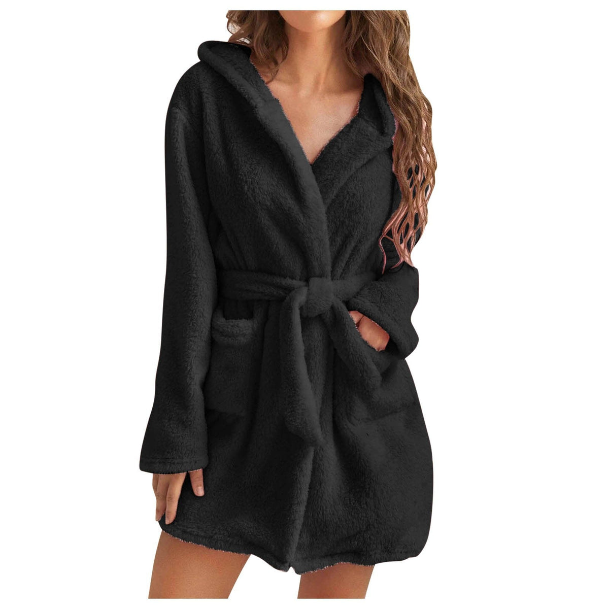 Dames Badjas Pluche met Capuchon Luxe Loungejas Koraalfleece Warmte Zachtheid Huiskleding Ochtendjas | Sulvida