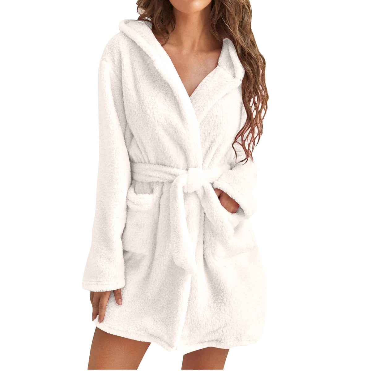 Dames Badjas Pluche met Capuchon Luxe Loungejas Koraalfleece Warmte Zachtheid Huiskleding Ochtendjas | Sulvida