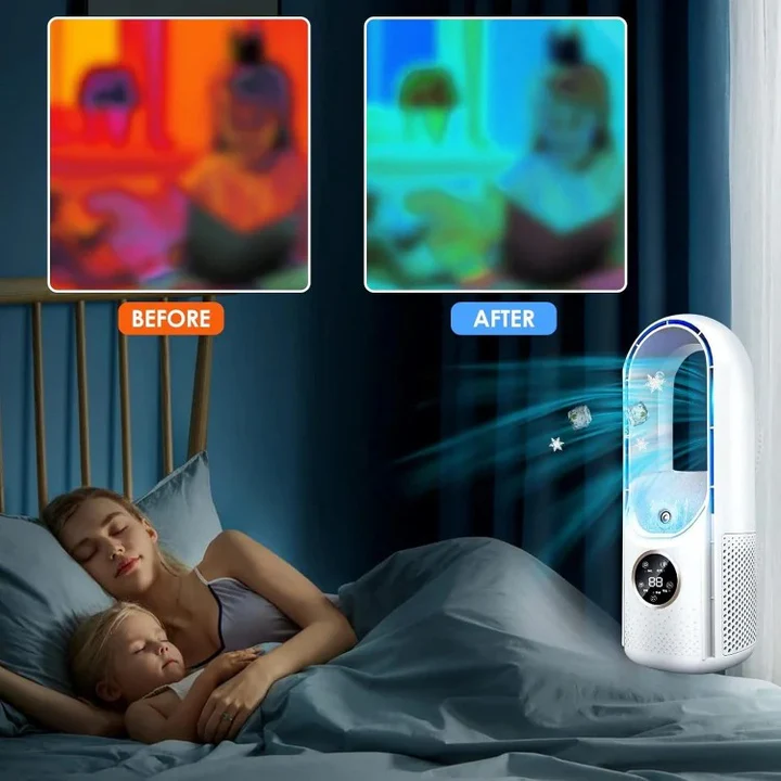 Draagbare Luchtkoeler zonder Bladen – Stille Koeling Ventilator Airconditioner Tafelmodel | Sulvida