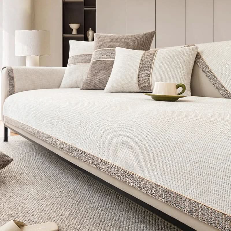 Bankhoes Met Antislip Onderkant Linnenlook Meubelbescherming Sofa Hoes Diverse Kleuren Maten Wasbaar | Sulvida