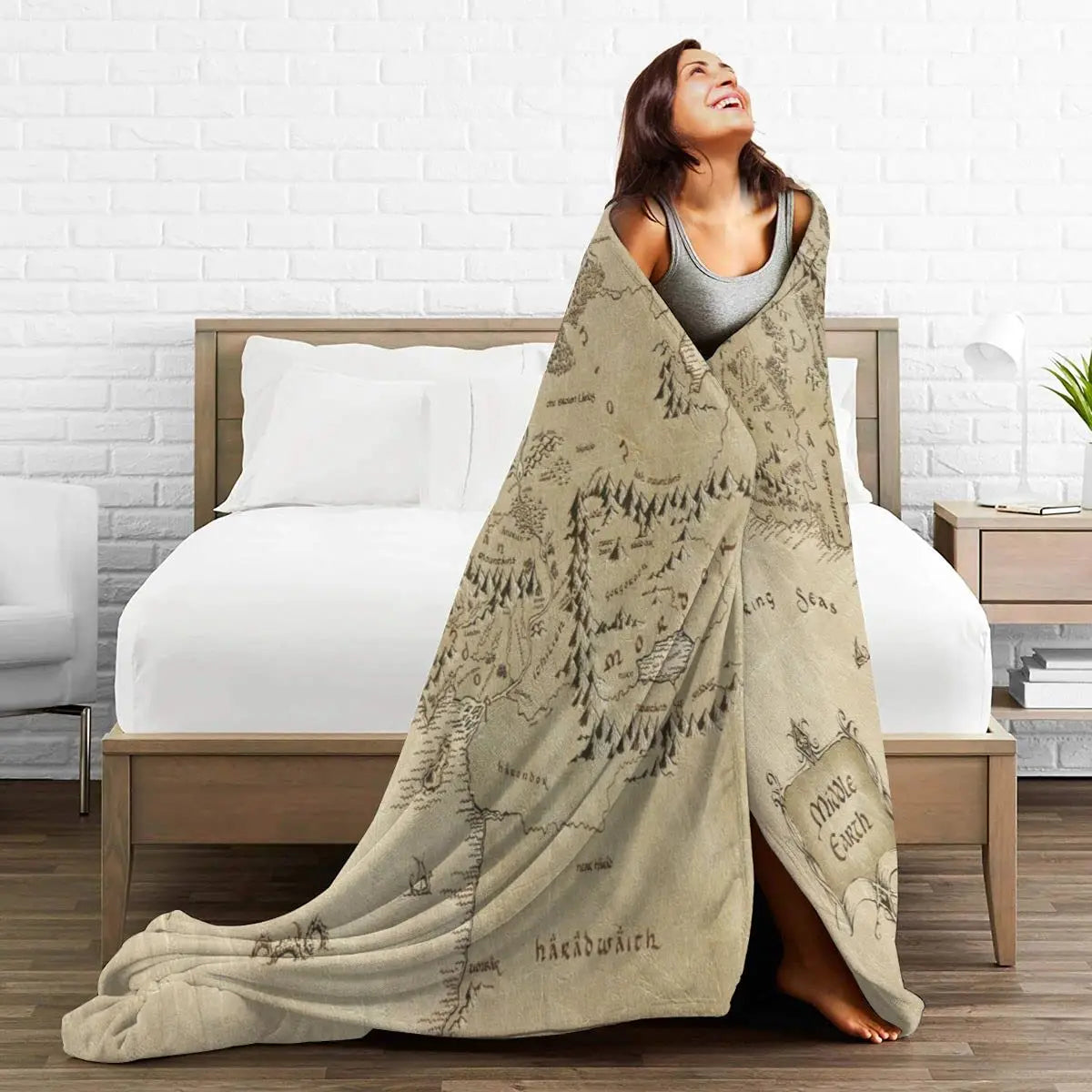 Zachte Fleece Plaid met Kaartprint 70x100 cm - Warme Deken voor Reizen Woonkamer Slaapkamer Bank Bed | Sulvida