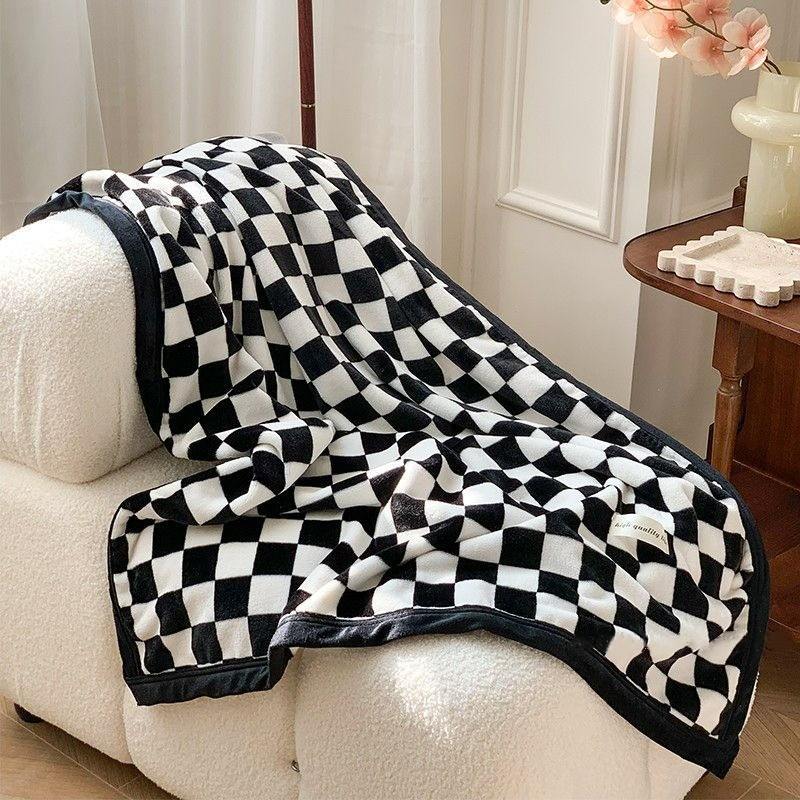 Geruite Fleeceplaid Koraalvlies Woonkamer Slaapkamer Decoratieve Gooiplaid Zachte Warme Deken Bank Sofa | Sulvida